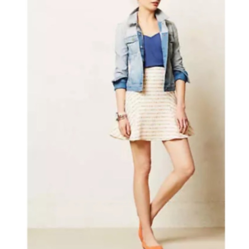 Anthropologie Maeve 'Lucaya' Tweed Skirt w/ Neon
